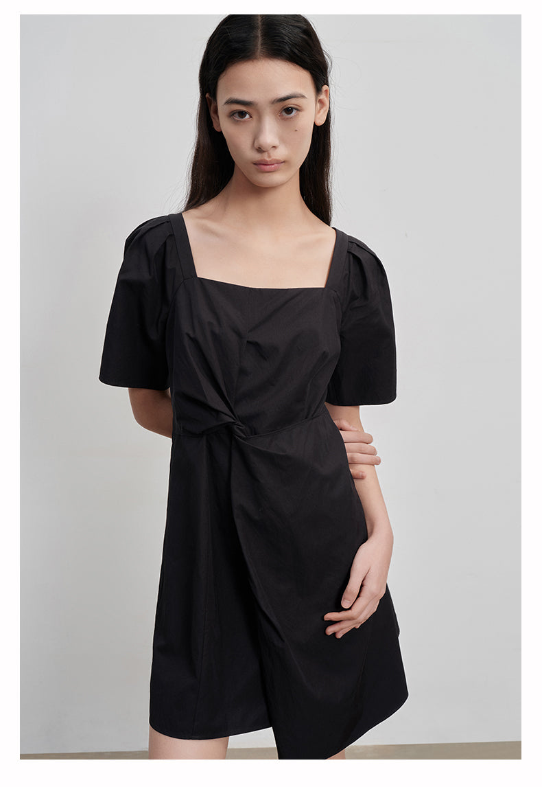 twisted detail square neck dress