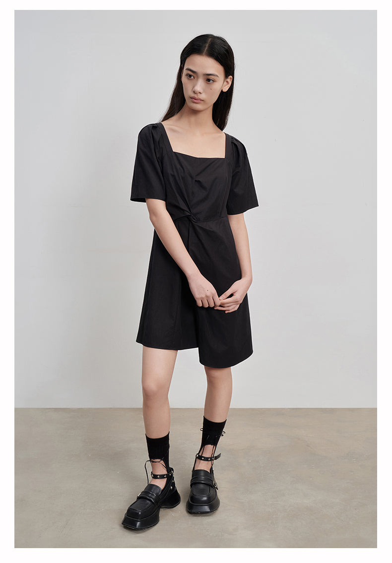 twisted detail square neck dress