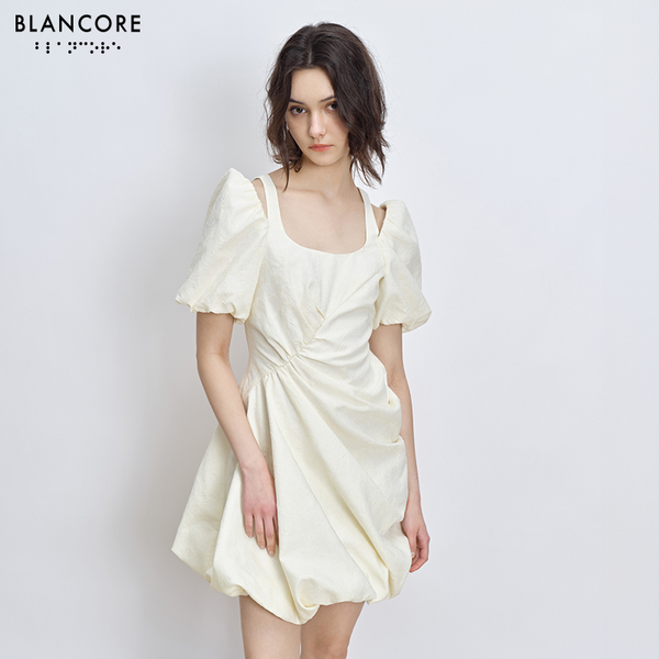 pleated bud shape dress