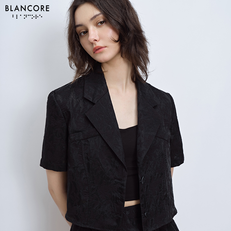 gauze cropped blazer