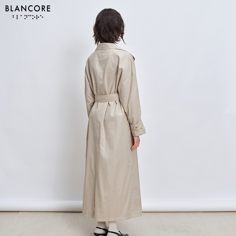 minimalist maxi trench coat