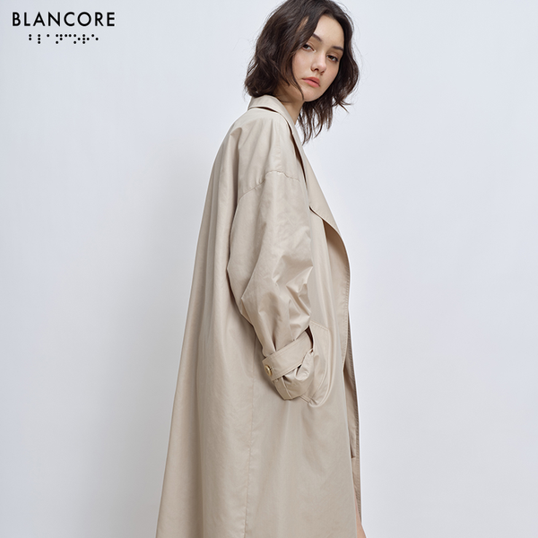 minimalist maxi trench coat