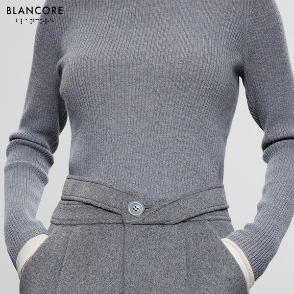 Color block fake 2-piece sweater