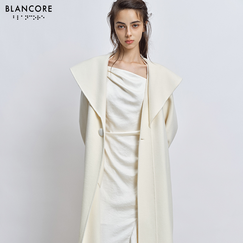 asymmetrical lapel long coat