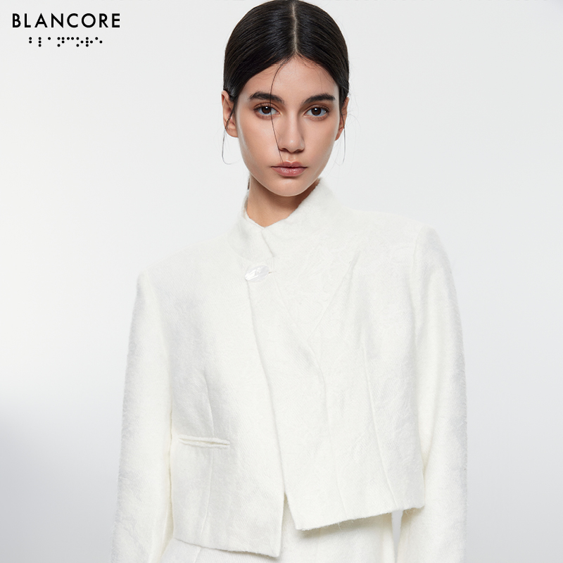 slanted placket asymmetrical jacket