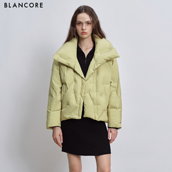 crop lapel loose fit down jacket