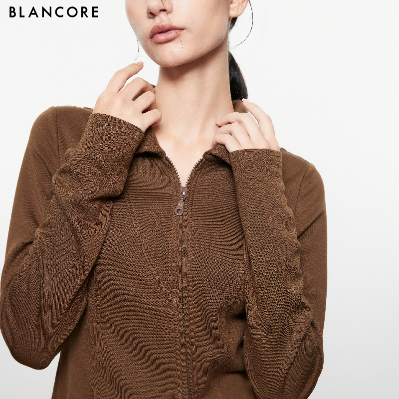 slanted placket sweatshirt