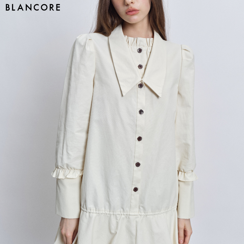 fake 2-piece bud shape shirt dress