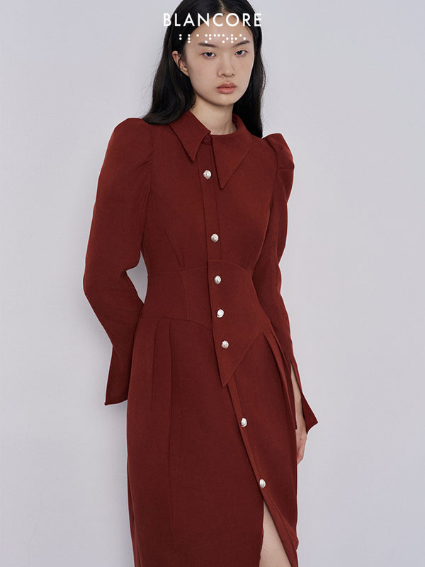 asymmetrical girdle detail shirt dress