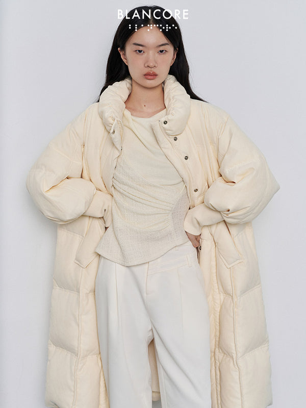 extra long down coat with detachable vest