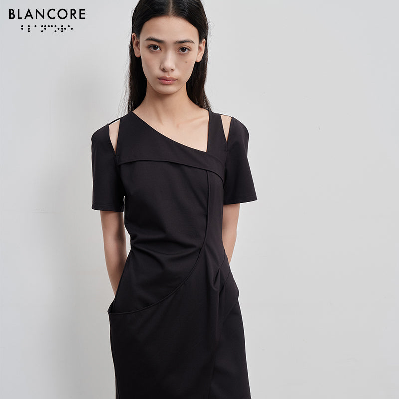 cut-out pleated deconstructed dress