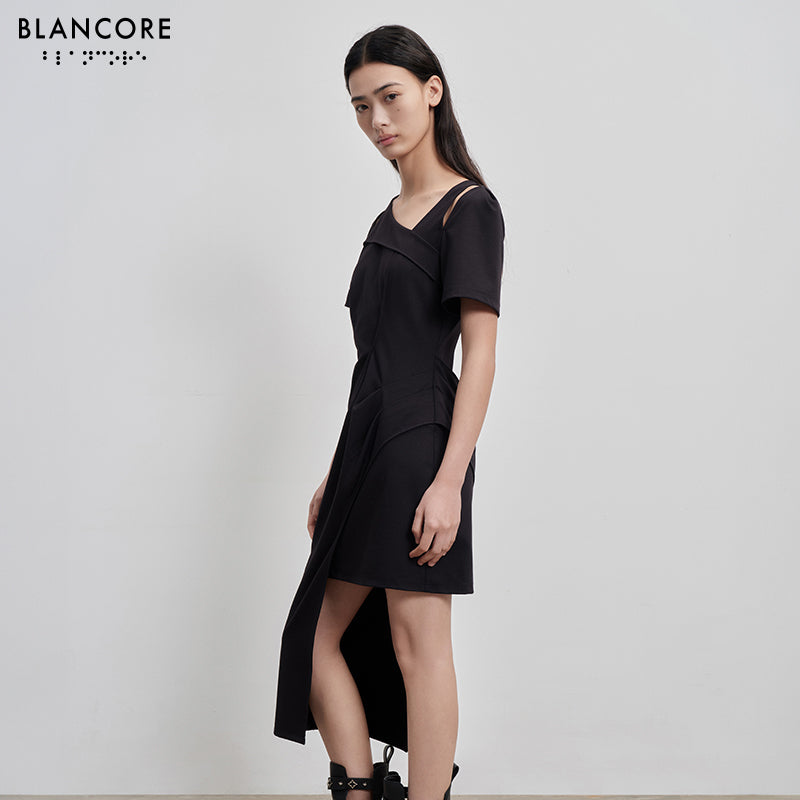 cut-out pleated deconstructed dress