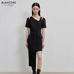 cut-out pleated deconstructed dress