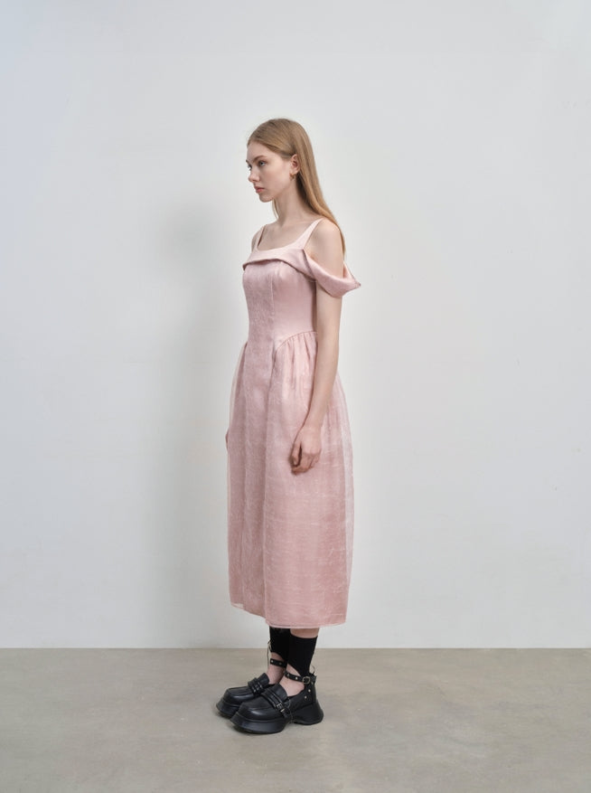 pink mesh paneled dress