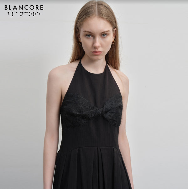 pleated A-line dress