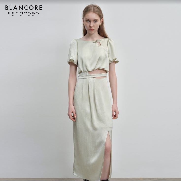 high split deconstructed cheongsam style dress