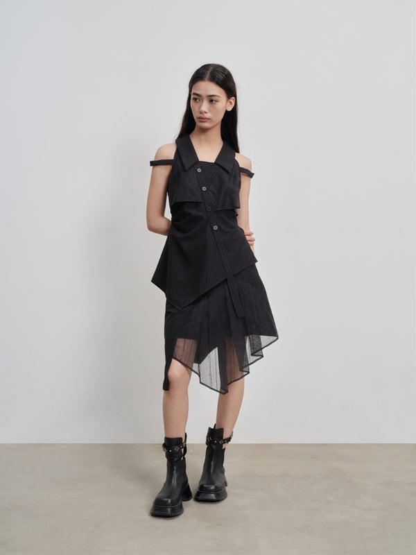 mesh paneled skirt