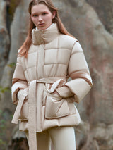 Puffer Coat With Detachable “Corset” Belt – BLANCORE
